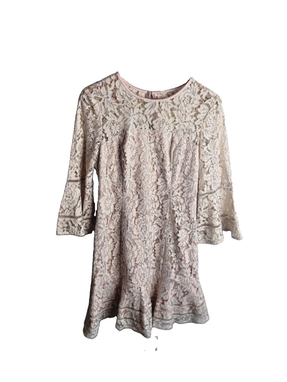 Eliza J Dress 4 Blush Pink Floral Lace Embroidered Fit Flare Cocktail Party